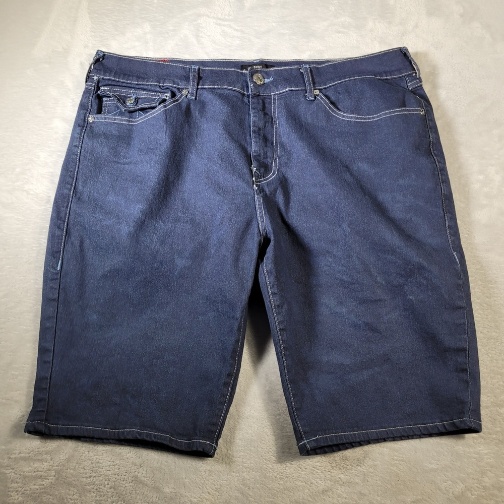 True Religion Denim Shorts Mens 38 Blue Ricky Flap Pocket Stretch Indigo Jorts